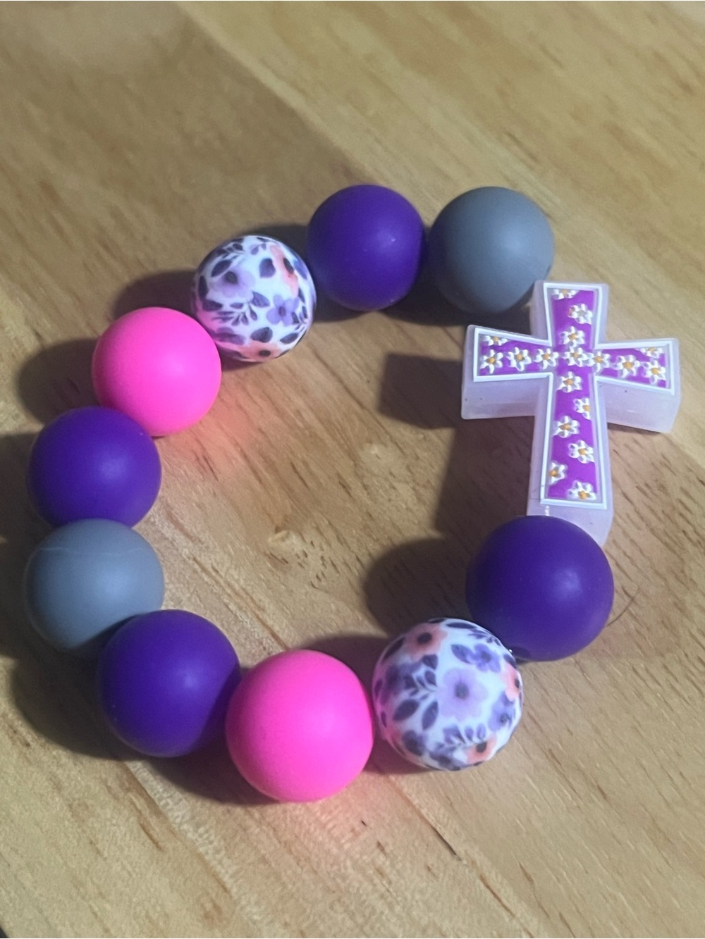 Bracelet bracelet homemade silicone bead stretchy cross theme B204